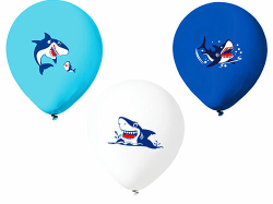 Köpek Balığı Teması Latex Balon 6 Adet - Parti Sürprizi