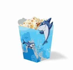 Köpek Balığı Teması Özel Kesim Mısır Kutusu 8 Adet - Parti Sürprizi