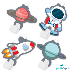 Kozmik Galaksi Uzay Teması Düdük 6 Adet - Parti Sürprizi