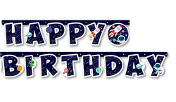 Kozmik Glaksi Happy Bırthday Banner Afiş (2,10m) - Parti Sürprizi