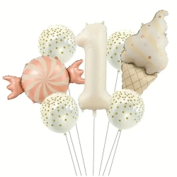  Krem 1 den 9 Dondurmalı Folyo Balon Set - 2