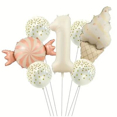 Krem 1 den 9 Dondurmalı Folyo Balon Set - 2