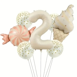  Krem 1 den 9 Dondurmalı Folyo Balon Set - 3