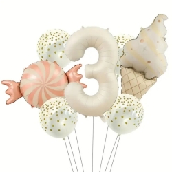  Krem 1 den 9 Dondurmalı Folyo Balon Set - 4