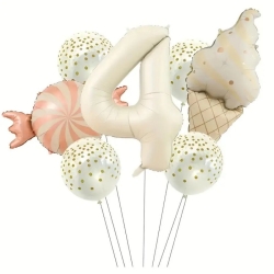  Krem 1 den 9 Dondurmalı Folyo Balon Set - 5