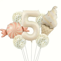  Krem 1 den 9 Dondurmalı Folyo Balon Set - 6