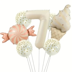  Krem 1 den 9 Dondurmalı Folyo Balon Set - 8