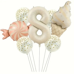  Krem 1 den 9 Dondurmalı Folyo Balon Set - 9