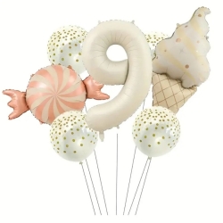  Krem 1 den 9 Dondurmalı Folyo Balon Set - 10
