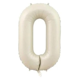 Krem Renk 0 Rakam 76 cm Folyo Balon - Parti Sürprizi