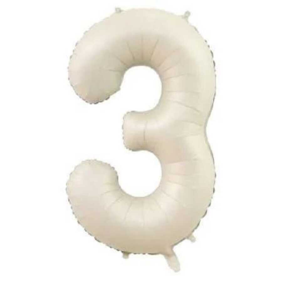 Krem Renk 3 Rakam 76 Cm Folyo Balon