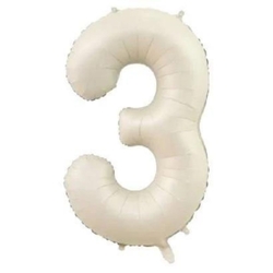Krem Renk 3 Rakam 76 cm Folyo Balon - Parti Sürprizi