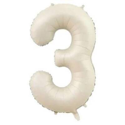Krem Renk 3 Rakam 76 cm Folyo Balon - 1