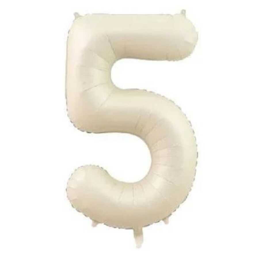 Krem Renk 5 Rakam 76 Cm Folyo Balon