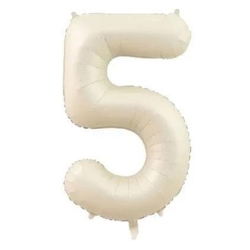 Krem Renk 5 Rakam 76 cm Folyo Balon - Parti Sürprizi