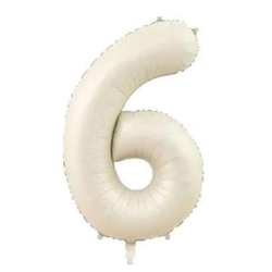 Krem Renk 6 Rakam 76 cm Folyo Balon - Parti Sürprizi