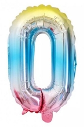 Macaron Gökkuşağı 0 Rakam Folyo Balon - Parti Sürprizi