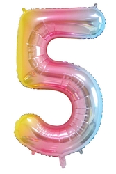 Macaron Gökkuşağı 5 Rakam Folyo Balon - Parti Sürprizi
