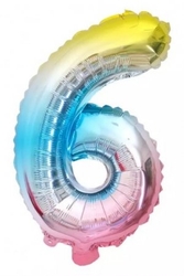 Macaron Gökkuşağı 6 Rakam Folyo Balon - Parti Sürprizi
