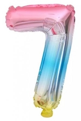 Macaron Gökkuşağı 7 Rakam Folyo Balon - Parti Sürprizi