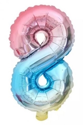 Macaron Gökkuşağı 8 Rakam Folyo Balon - Parti Sürprizi