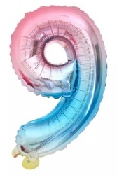 Macaron Gökkuşağı 9 Rakam Folyo Balon - Parti Sürprizi