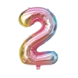 Makaron Gökkuşağı 2 Rakam Folyo Balon - Parti Sürprizi