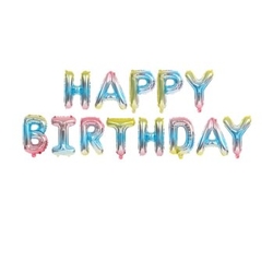 Makaron Gökkuşağı Happy Birthday Folyo Balon - Parti Sürprizi