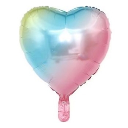 Makaron Gökkuşağı Kalp Folyo Balon - Parti Sürprizi