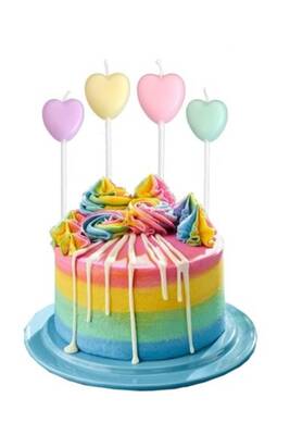 Makaron Pastel Renk Kalp Mum 4 Adet - 1