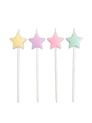 Makaron Pastel Renk Yıldız Mum 4 Adet - Parti Sürprizi