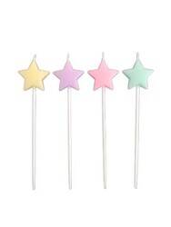 Makaron Pastel Renk Yıldız Mum 4 Adet - 1