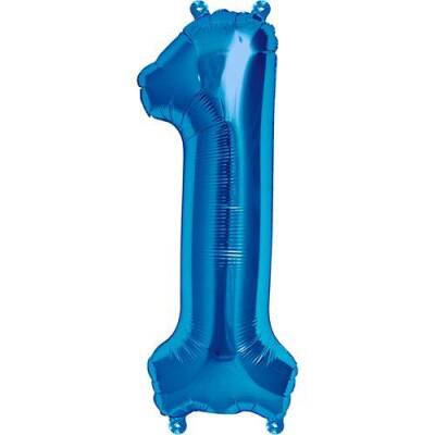 Mavi 1 Rakam Folyo Balon 40 cm 1 Adet - 1