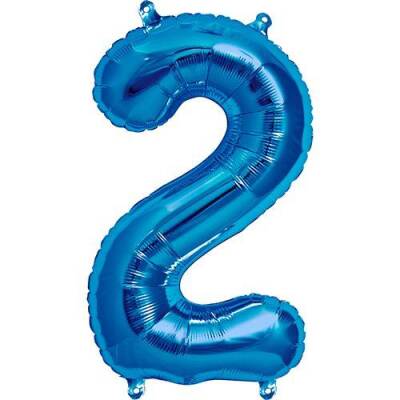 Mavi 2 Rakam Folyo Balon 40 cm 1 Adet - 1