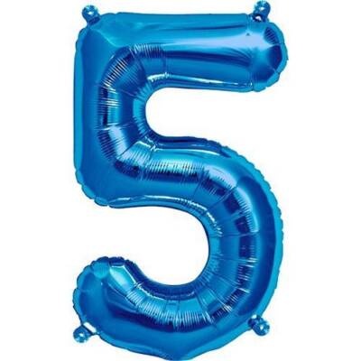 Mavi 5 Rakam Folyo Balon 40 cm 1 Adet - 1