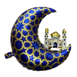 Mavi Cami Ve Hilal Şekilli Folyo Balon - Parti Sürprizi