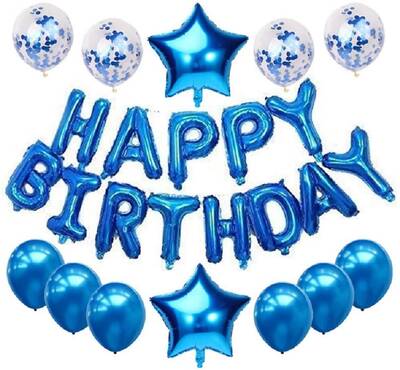 Mavi Happy Birthday Folyo Balon Set