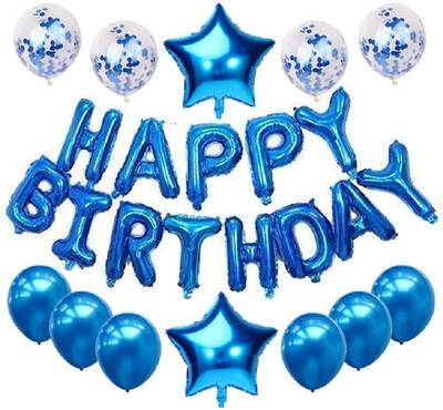 Mavi Happy Birthday Folyo Balon Set - 1