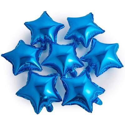 Mavi Mini Shape Yıldız Folyo Balon 6 Adet