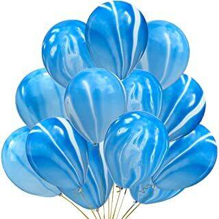 Mavi Renk Mermer Desenli Balon 10 Adet
