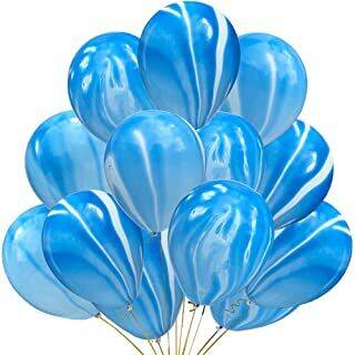 Mavi Renk Mermer Desenli Balon 10 Adet - 1