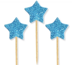 Mavi Simli Yıldız Eva Kürdan 12 Adet - Parti Sürprizi