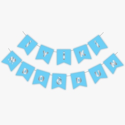 Mavi Üzeri Gümüş İyi Ki Doğdun Yaldızlı Harf Banner - Parti Sürprizi