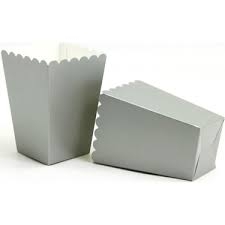 Metalik Gümüş Popcorn Kutusu 8 Adet - Parti Sürprizi