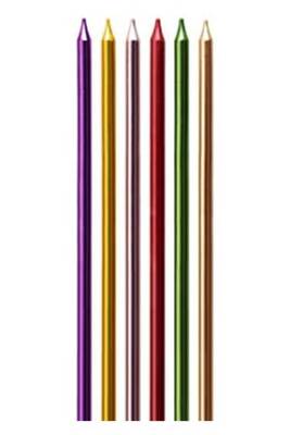Metalik Karışık Renk 6 Lı Mum 20 Cm - 1