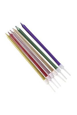 Metalik Karışık Renk 6 Lı Mum 20 Cm - 2