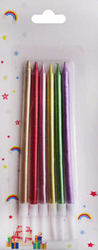 Metalik Mum Karışık Renk 6 Lı - Parti Sürprizi