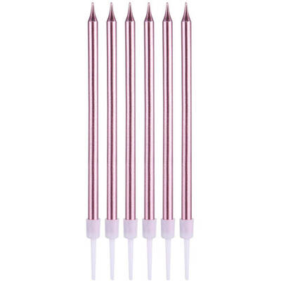 Metalik Krom Pembe Mum 6 Adet - 1