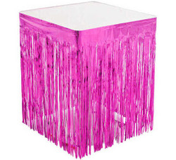 Metalik Püsküllü Fuşya Masa Eteği - Parti Sürprizi
