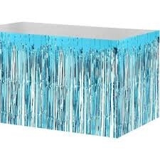 Metalik Püsküllü Mavi Masa Eteği - Parti Sürprizi